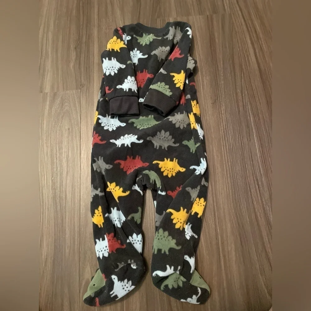Carter's Colorful Dinosaur Footie Pajamas - Black, Red, Yellow, Green, White 3/6